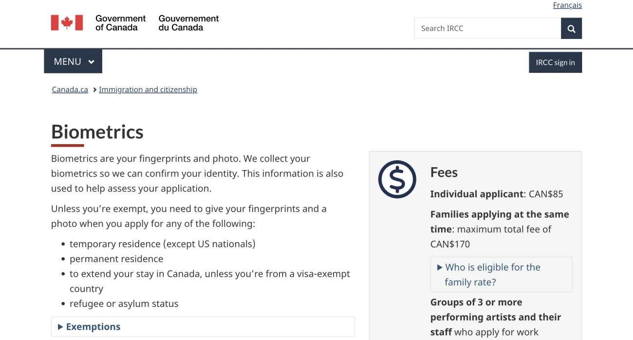Biometrics(Canada.ca)